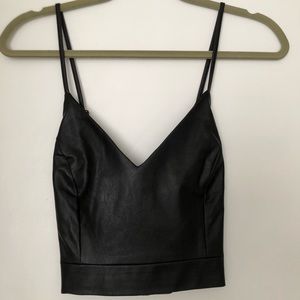 Faux leather crop tank